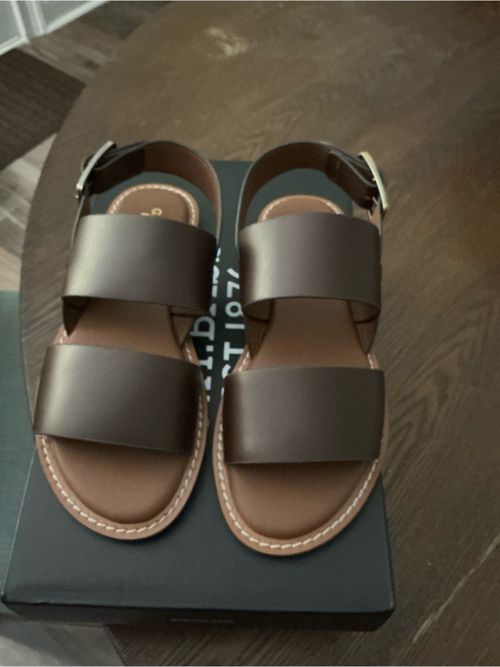 G.H. Bass & Co. Brown Leather Double-Strap Sandals